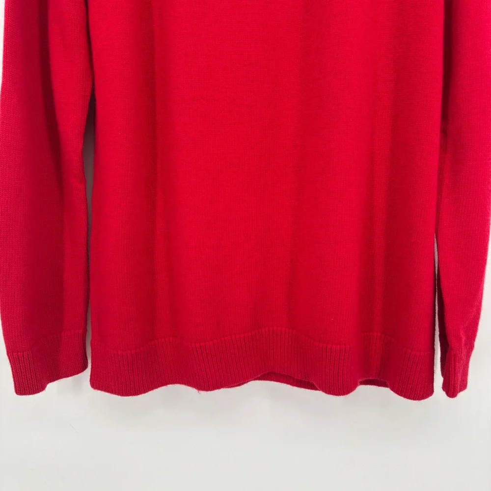 Talbots Lambswool Blend Red Blue Fair Isle Crew Neck Sweater Women's Size 1X NWT